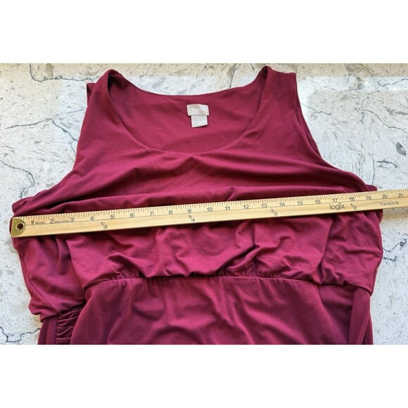 Chicos Womens Maxi Dress Size Large Red Rayon Stretch Sleeveless Wrap Hem Effect - Picture 6 of 9